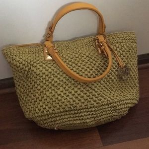 Michael Kors Metallic Santorini Straw Shoulder Bag